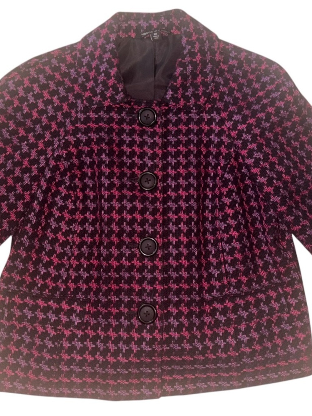 Briggs New York Purple Pink Black Houndstooth Blazer Jacket Sz 12 NWOT